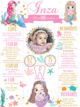 Load image into Gallery viewer, Snow Fair - Mermaid (White) Theme Customized Chalkboard / Milestone Board for Kids Birthday -  Made of MDF Wooden Board
