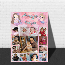 Load image into Gallery viewer, buy-birthday-decorations -One-year-12 Months-first-birthday-collage-board-Customized-Wooden -MDF-Board-online-india
