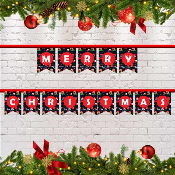 Jolly Holly Theme Merry Christmas Banner