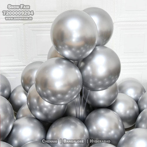 Premium Metallic Sliver gold Balloons for Birthday party and all occasions. Express delivery all over india . Book online at the best discounted offer price. Sliver balloon decoration for birthday  , Sliver balloon decoration ,Sliver metallic balloons , Sliver balloon decoration,budget friendly, elite party decors, surprise party decors, indoor and outdoor party decor