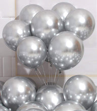 Load image into Gallery viewer, Premium Metallic Silver Balloons for Birthday party and all occasions,Express delivery all over india ,Book online at the best discounted offer price,black balloon decoration for birthday ,Silver balloon decoration , Silver  metallic balloons , Silver balloon decoration
