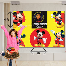 Load image into Gallery viewer, GET THE BEST Micky Mouse  5*4  BIRTHDAY BACKDROP DECORATIONS AND HAPPY BITHRTHDAY BANNER AND THEME BANNERS ,1ST BIRTHDAY DECORATIONS SIMPLE BIRTHDAY DECORATIONS AT HOME ONLINE FROM OUR STORES  Micky Mouse BACKDROP BANNERS.HAPPY BIRTHDAY BANNER ALL OVER INDIA.
