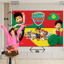 Load image into Gallery viewer, GET THE BEST Paw Patrol  5*4  BIRTHDAY BACKDROP DECORATIONS AND HAPPY BITHRTHDAY BANNER AND THEME BANNERS ,1ST BIRTHDAY DECORATIONS SIMPLE BIRTHDAY DECORATIONS AT HOME ONLINE FROM OUR STORES  Paw Patrol BACKDROP BANNERS.HAPPY BIRTHDAY BANNER ALL OVER INDIA.
