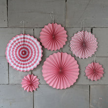 Load image into Gallery viewer, Pink paper fan decoration for birthday, colour Pink paper fan decoration for birthday, colour Pink paper fan decoration for anniversary, colour Black and gold Pink paper fan decoration for baby shower Express Delivery All Over India . Book Online At The Best Discounted Offer Price, Budget Friendly, Elite Party Decors, Surprise Party Decors, Indoor And Outdoor Party Decor
