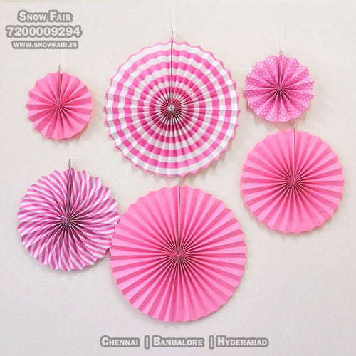 Pink paper fan decoration for birthday, colour Pink paper fan decoration for birthday, colour Pink paper fan decoration for anniversary, colour Black and gold Pink paper fan decoration for baby shower Express Delivery All Over India . Book Online At The Best Discounted Offer Price, Budget Friendly, Elite Party Decors, Surprise Party Decors, Indoor And Outdoor Party Decor