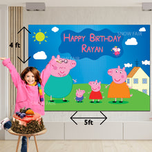 Load image into Gallery viewer, GET THE BEST Peppa Pig 5*4  BIRTHDAY BACKDROP DECORATIONS AND HAPPY BITHRTHDAY BANNER AND THEME BANNERS ,1ST BIRTHDAY DECORATIONS SIMPLE BIRTHDAY DECORATIONS AT HOME ONLINE FROM OUR STORES  Peppa Pig BACKDROP BANNERS.HAPPY BIRTHDAY BANNER ALL OVER INDIA.
