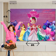 Load image into Gallery viewer, GET THE BEST Princess 4*6 BIRTHDAY BACKDROP DECORATIONS AND HAPPY BITHRTHDAY BANNER AND THEME BANNERS ,1ST BIRTHDAY DECORATIONS SIMPLE BIRTHDAY DECORATIONS AT HOME ONLINE FROM OUR STORES  Princess BACKDROP BANNERS.HAPPY BIRTHDAY BANNER ALL OVER INDIA.

