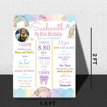 Load image into Gallery viewer, Snow Fair - Rainbow Theme Chalkboard / Milestone Board for Kids Birthday Party- Made of MDF Wooden Board
