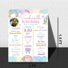 Load image into Gallery viewer, Snow Fair - Rainbow Theme Chalkboard / Milestone Board for Kids Birthday Party- Made of MDF Wooden Board
