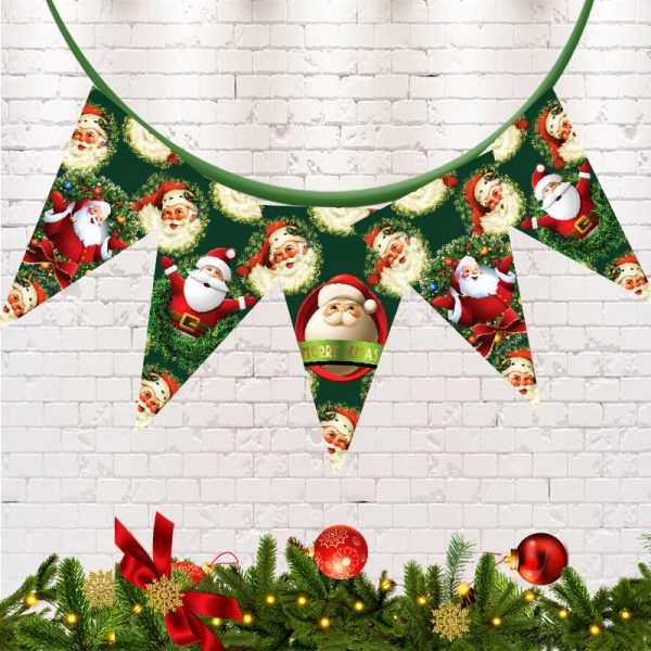 Retro Santa Theme Christmas Party Flag Banner