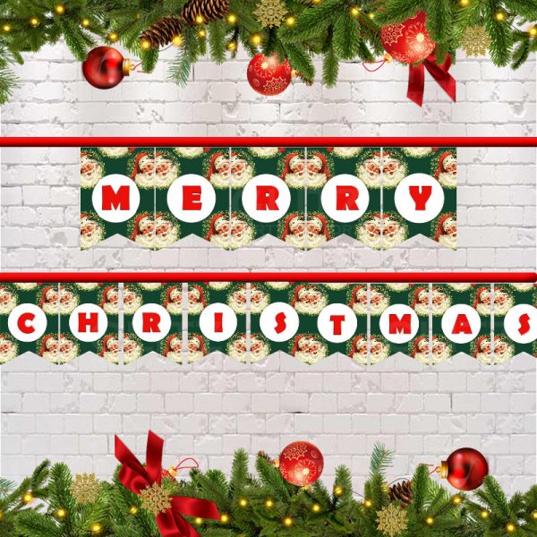 Retro Santa Theme Merry Christmas Banner