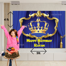 Load image into Gallery viewer,  GET THE BEST Royal prince 5*4 BIRTHDAY BACKDROP DECORATIONS AND HAPPY BITHRTHDAY BANNER AND THEME BANNERS ,1ST BIRTHDAY DECORATIONS SIMPLE BIRTHDAY DECORATIONS AT HOME ONLINE FROM OUR STORES Royal prince BACKDROP BANNERS.HAPPY BIRTHDAY BANNER ALL OVER INDIA.
