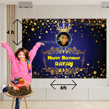 Load image into Gallery viewer, GET THE BEST Royal prince 4*6 BIRTHDAY BACKDROP DECORATIONS AND HAPPY BITHRTHDAY BANNER AND THEME BANNERS ,1ST BIRTHDAY DECORATIONS SIMPLE BIRTHDAY DECORATIONS AT HOME ONLINE FROM OUR STORES Royal prince BACKDROP BANNERS.HAPPY BIRTHDAY BANNER ALL OVER INDIA.
