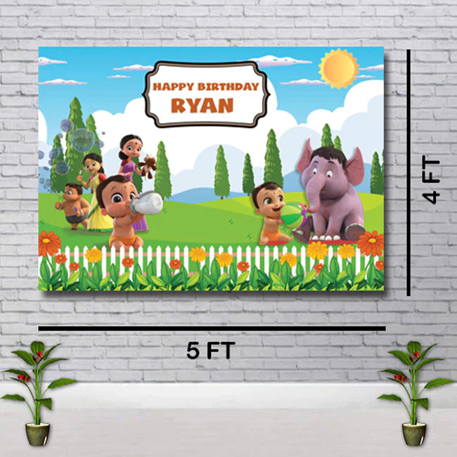 Snow fair premium Mighty Little Bheem theme Backdrop banner for kids Birthday