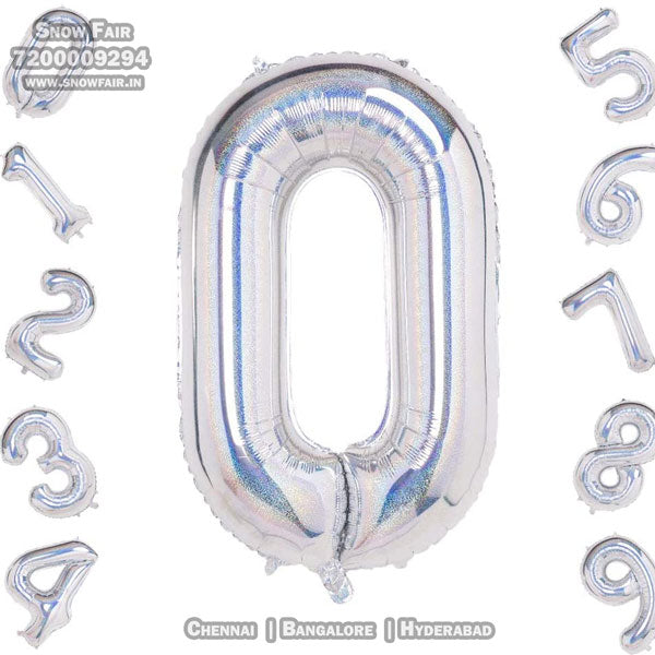 Snow Fair- 16 Inches Silver Color Foil Number Balloons for Birthday Party Decoration.