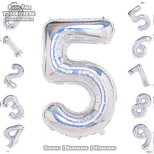 Load image into Gallery viewer, Snow Fair-40 Inches Silver Color Foil Number Balloons for Birthday Party Decoration. Can Float in the air with Helium
