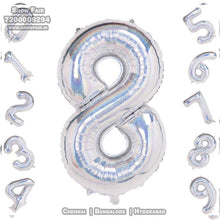 Load image into Gallery viewer, Snow Fair-40 Inches Silver Color Foil Number Balloons for Birthday Party Decoration. Can Float in the air with Helium
