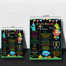 Load image into Gallery viewer, Snow Fair - Baby Dino Theme Personalized Chalkboard / Milestone Board for Kids Birthday Party- Made of MDF Wooden Board
