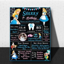 Load image into Gallery viewer, Buy-Alice-In-Wonderland-theme-Customized-Chalkboard-milestone-birthday-party-decorations-Personalized-Wooden -MDF-Board-online-india
