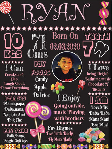 Candy Themed Milestone Board for Kids Birthday Party