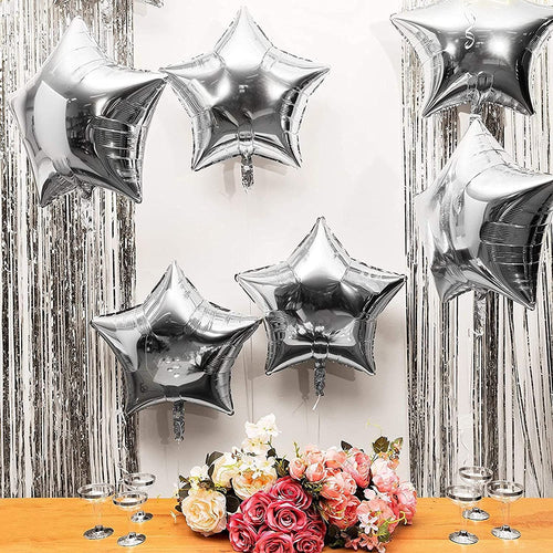 Premium Star foil Balloons Sliver for Birthday party and all occasions, Express delivery all over india ,Book online at the best discounted offer price, Silver Star foil Balloons for birthday decoration ,Silver Star foil Balloons decoration , Silver Star foil Balloons , budget friendly, elite party decors, surprise party decors, indoor and outdoor party decor
