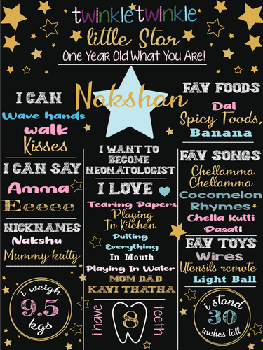 Star Themed Chalkboard Board for Kids Birthday Party