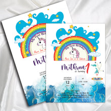 Load image into Gallery viewer, Unicorn Theme E invitation

