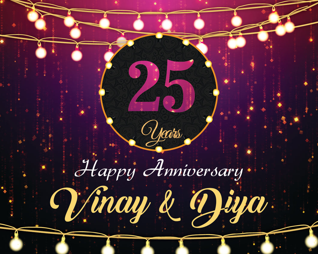 Snow Fair Premium 25th Wedding Anniversary Backdrop Banner