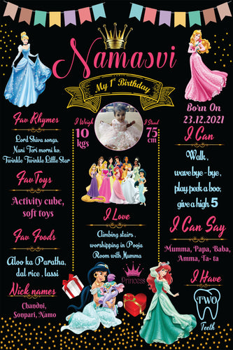 Picture-Perfect Memories: disney princess Theme First Birthday Chalkboard Online