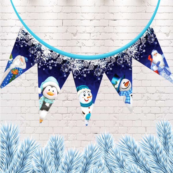 Winter Christmas Theme Party Flag Banner