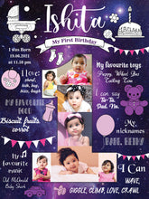 Load image into Gallery viewer, Add a touch of sweetness to your daughter&#39;s birthday celebration with our Baby Girl Purple Theme Birthday Customized Chalkboard/Milestone Board. 
