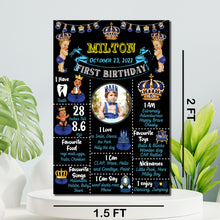 Load image into Gallery viewer, Snow Fair - Baby Prince 1st Birthday Chalkboard / Milestone Board for Kids Birthday Party- Made of MDF Wooden Board
