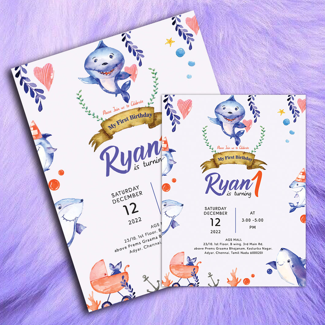 Baby shark Theme E invitation