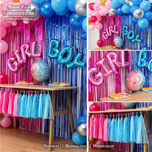 Boy Or Girl Gender Reveal Party Decoration Set for Baby shower party decoration, Express Delivery All Over India . Book Online At The Best Discounted Offer Price, Budget Friendly, Elite Party Decors, Surprise Party Decors, Indoor And Outdoor Party Decor
