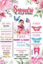 Load image into Gallery viewer, Butterfly Theme 1st Birthday Milestone Board
