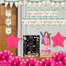 Load image into Gallery viewer, Flamingo combo birthday decor ,theme Flamingo for  kits birthday, Flamingo birthday kit, Flamingo home party decor ,Flamingo theme baby name banner customized ,customized Flamingo theme, theme for baby boys and girls birthday party, Flamingo milestone chalkboard and combo kits Express Delivery All Over India . Book Online At The Best Discounted Offer Price, Budget Friendly, Elite Party Decors, Surprise Party Decors, Indoor And Outdoor Party Decor
