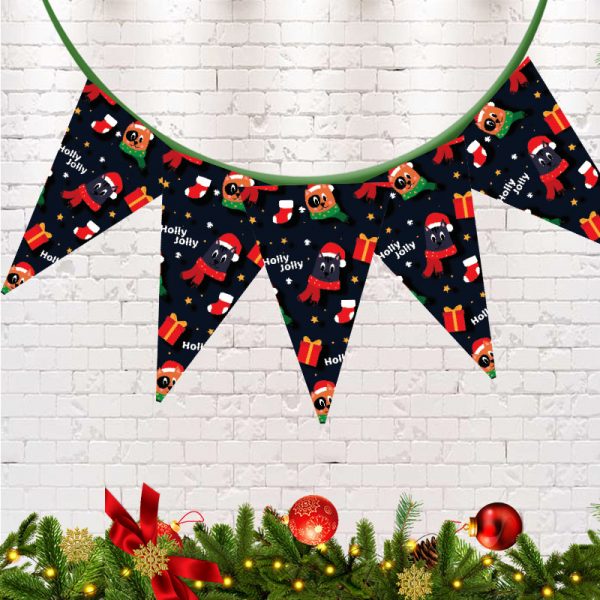 Holly Jolly Christmas Theme Party Flag Banner