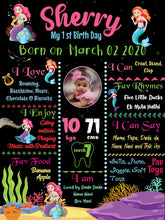 Load image into Gallery viewer, Mermaid Themed Chalkboard and Milestone Board for Kids Birthday
