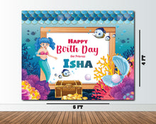 Load image into Gallery viewer, Snow Fair Premium Mermaid Theme Backdrop Banner For Kids Birthday
