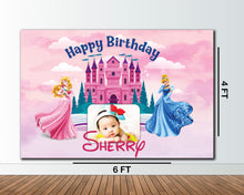 Load image into Gallery viewer, Snow Fair Premium Princess Theme Backdrop Banner For Kids Birthday
