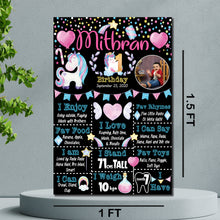 Load image into Gallery viewer, Snow Fair - Unicorn Birthday Theme Customized Chalkboard / Milestone Board for Kids Birthday -  Made of MDF Wooden Board
