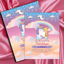 Load image into Gallery viewer, Unicorn Theme E invitation
