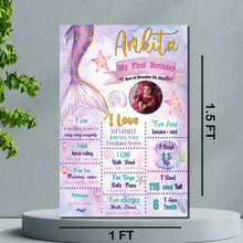 Load image into Gallery viewer, Snow Fair - Mermaid Theme Customized Chalkboard / Milestone Board for Kids Birthday -  Made of MDF Wooden Board
